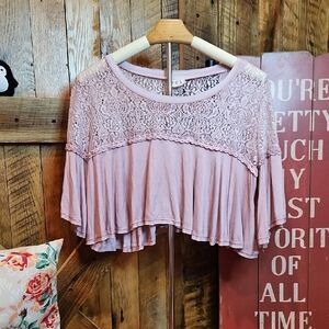 018 POL Lace Detail Blouse - Light Pink